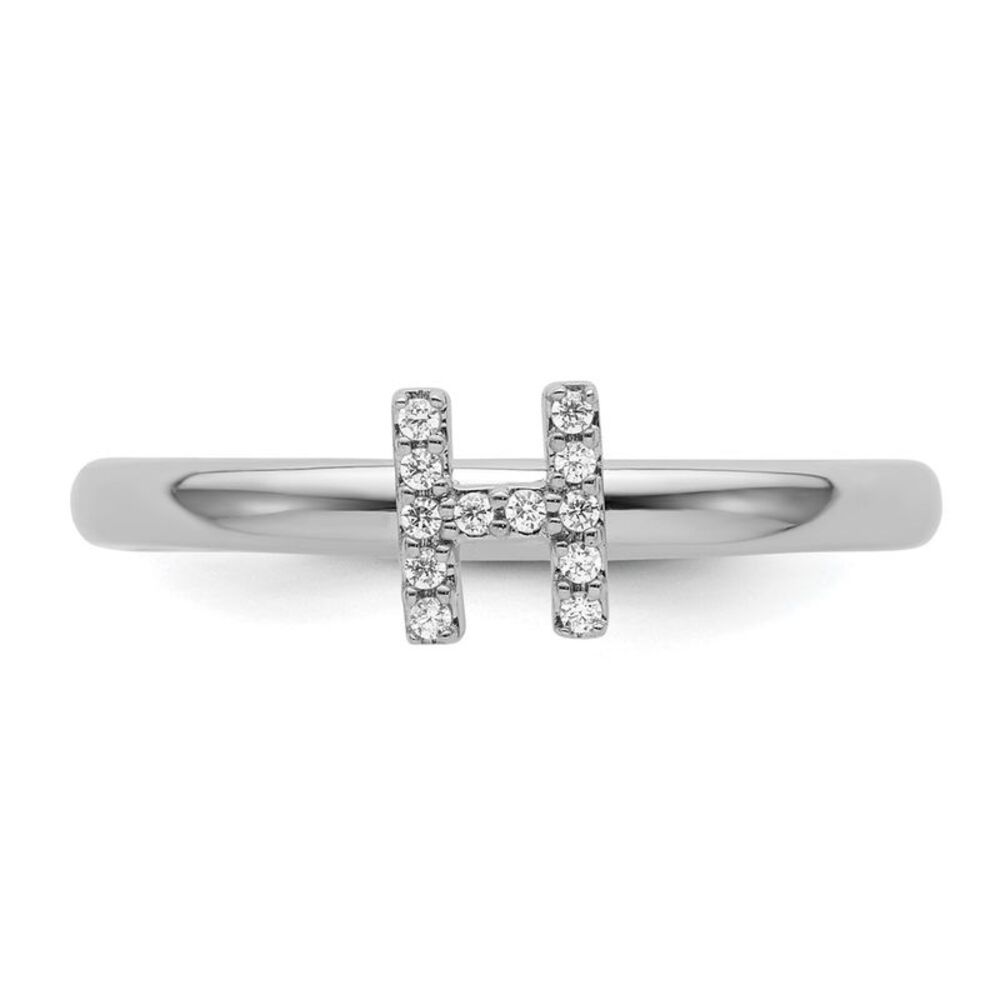 Kazi Luxury 14k White Gold Stackable Diamond Init… - image 4